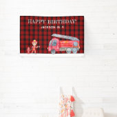 Brandweerman Kerstmis Firetruck Boys verjaardagsfe Spandoek (Insitu)
