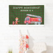 Brandweerman Kerstmis Firetruck Boys verjaardagsfe Spandoek (Insitu)