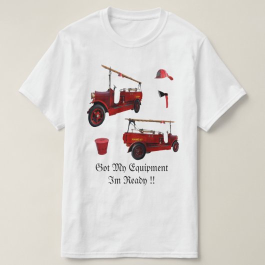 Brandweerman klaar om te gaan, t-shirt (Design voorkant)