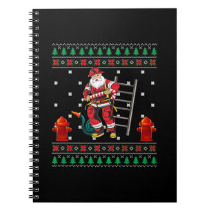 Brandweerman lelijke kerst trui Xmas jongens meisj Notitieboek