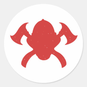brandweerman logo rood silhouet ronde sticker
