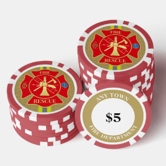Brandweerman Maltese Cross Bunker Gear Art Poker Chips