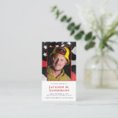 Brandweerman Memorial Rode Lijn Foto Gebed Kaart Contactkaartje (Staand voorkant)