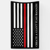 Brandweerman met Amerikaanse vlag Spandoek (Verticaal)