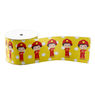 Brandweerman met de naam Birthday Party Grosgrain Lint