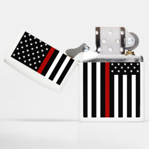 Brandweerman met dunne rode lijn Zippo Chrome Ligh
