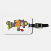 Brandweerman met een bijl bagagelabel (Voorkant horizontaal)