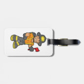Brandweerman met een bijl bagagelabel (Achterkant horizontaal)