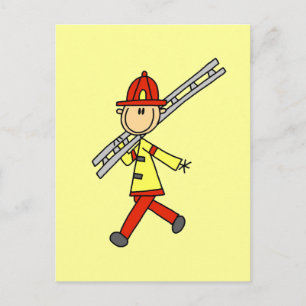 Brandweerman met Ladder T-shirts en Cadeaus Briefkaart