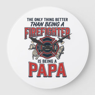 Brandweerman Papa Vintage Gravure Shirt Ontwerp_1 Grote Klok