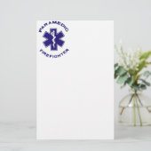 Brandweerman Paramedic Briefpapier (Staand voorkant)