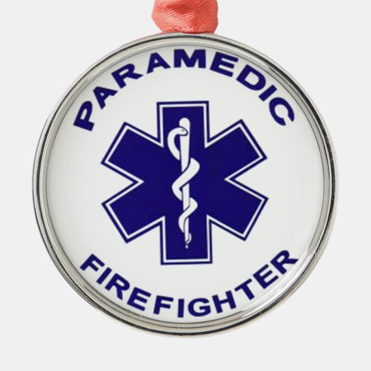 Brandweerman Paramedic Metalen Ornament (Voorkant)