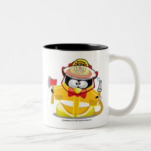 Brandweerman Penguin Tweekleurige Koffiemok