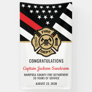 Brandweerman Pensioen Partij Rode Lijn Vlag Welkom Spandoek