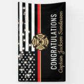 Brandweerman pensioen rode lijn vlag partij spandoek (Verticaal)