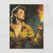  brandweerman Pin Up Briefkaart (Voorkant)