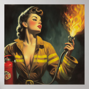 brandweerman Pin Up Poster