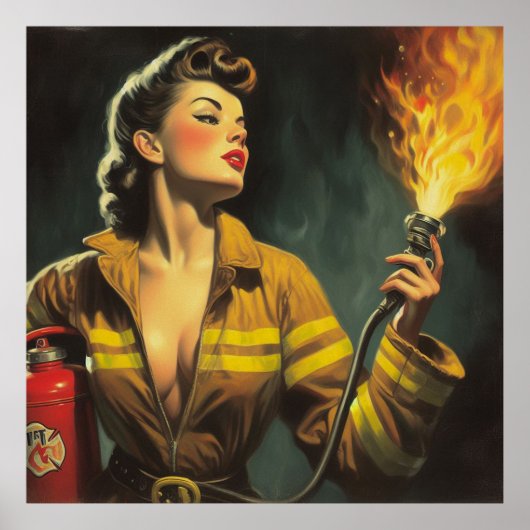  brandweerman Pin Up Poster (Voorkant)