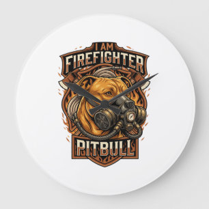 Brandweerman Pitbull Hond Gas Mask Schild Grote Klok