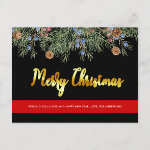 Brandweerman, prettige kerstdagen met rode lijn feestdagenkaart