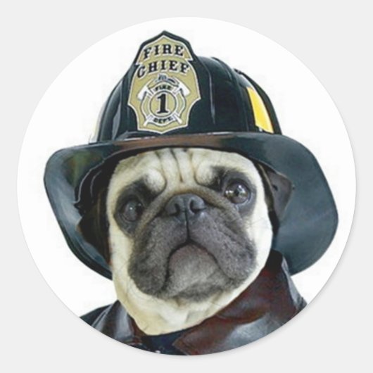 Brandweerman Pug stickers (Voorkant)
