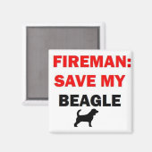Brandweerman red mijn Beagle Magneet (Voorkant / Achterkant)