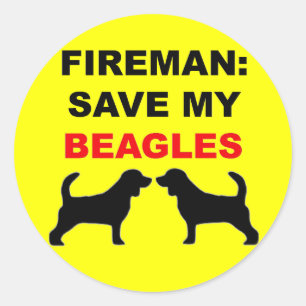 Brandweerman Red mijn Beagles Ronde Sticker