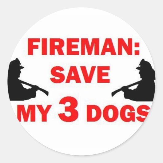 Brandweerman red mijn drie honden ronde sticker (Voorkant)