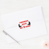 Brandweerman red mijn drie honden ronde sticker (Envelop)