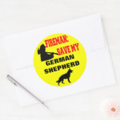 Brandweerman red mijn Duitse herder Ronde Sticker (Envelop)