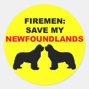 Brandweerman red mijn Newfoundlands Ronde Sticker