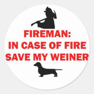 Brandweerman Red mijn Weiner Dog Joke Ronde Sticker
