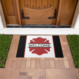 Brandweerman Rode Logo Symbool Welkom Deurmat
