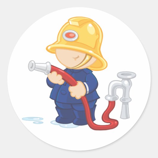 Brandweerman Ronde Sticker (Voorkant)