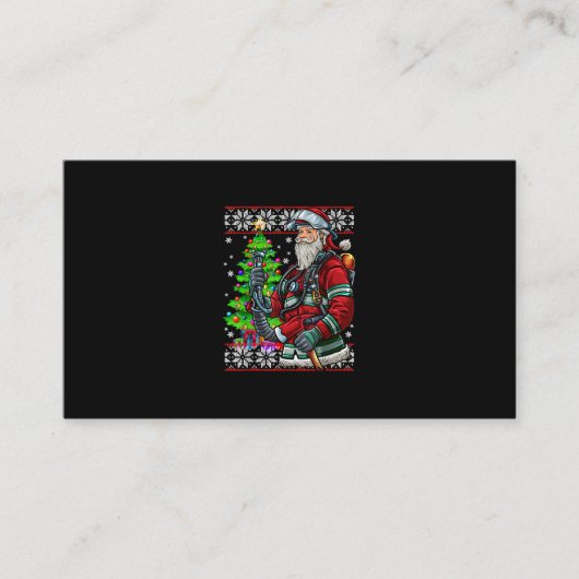 Brandweerman Santa Claus Fireman Costume Ugly Visitekaartje (Voorkant)