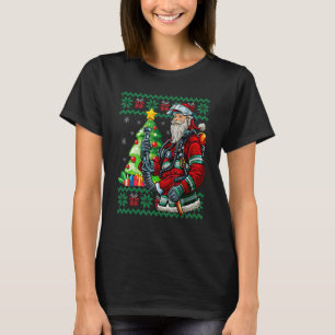 Brandweerman Santa Claus Fireman Ugly Kerstmis Swe T-shirt
