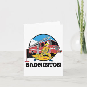 Brandweerman speelt badminton brandweerman SP Kaart