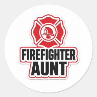 Brandweerman Tante Ronde Sticker