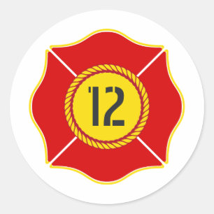 Brandweerman thema Verjaardag Ronde Sticker