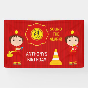 Brandweerman thema verjaardagsfeestje gepersonalis spandoek