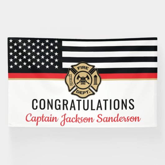 Brandweerman Thin Red Line Flag Retirement Party Spandoek (Horizontaal)