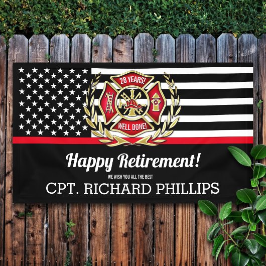 Brandweerman Thin Red Line Flag Retirement Party Spandoek