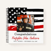 Brandweerman Thin Red Line Foto Retirement Guest Notitieboek (Voorkant)