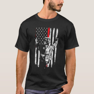 Brandweerman Thin Red Line VS Amerikaanse vlag Pat T-shirt
