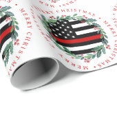 Brandweerman Thin Red Line Wreatry kerst Cadeaupapier (Rol Hoek)