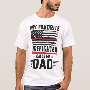 Brandweerman Vader Vlag Vintage Gravure Ontwerp_1 T-shirt