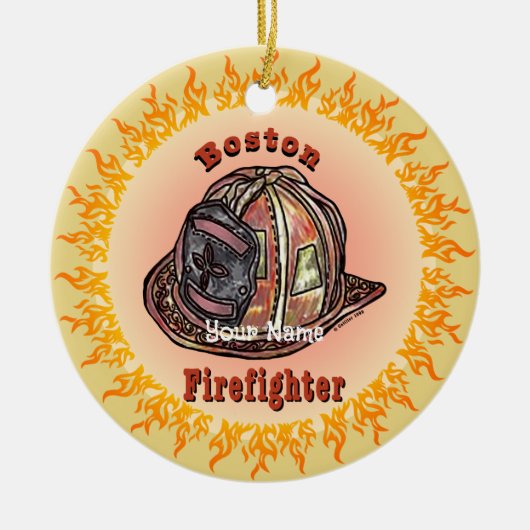 Brandweerman van Boston Keramisch Ornament (Voorkant)