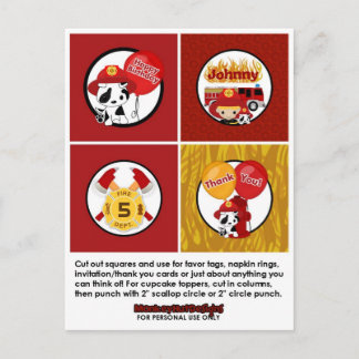 BRANDWEERMAN Verjaardag Cupcake Topper Labels FF01 Briefkaart