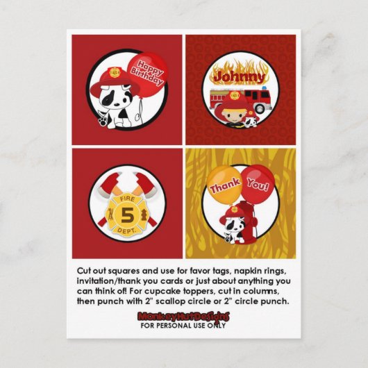 BRANDWEERMAN Verjaardag Cupcake Topper Labels FF01 Briefkaart (Voorkant)