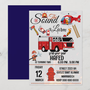 Brandweerman verjaardagsfeest uitnodiging sjabloon